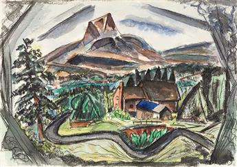 JOSEPH MEIERHANS (1890 - 1980, SWISS/AMERICAN) Untitled (Landscape with Farm).                                                                   